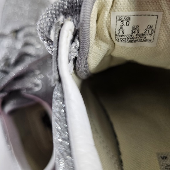 Vans Old Skool Glitter Sparkle Silver Lace Up Low Top Sneakers Kids Size 3 - Picture 7 of 11